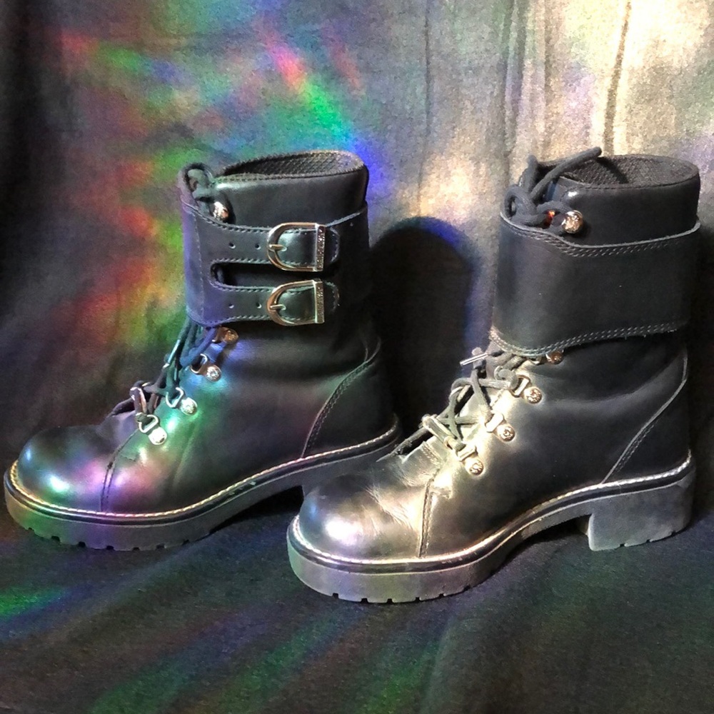Harley Davidson black leather lace up motorcycle riding boots in EUC 6.5 biker